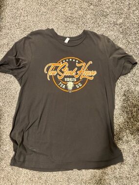 American Apparel Gray Short-Sleeve Tee with Orange and Cream Logo